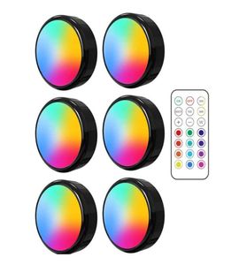 Afstandsbediening LED Puck-verlichting Dimbaar RGB 13 kleuren Keuken Hal Kast Kastverlichting Aanraaksensor Decor Nachtlamp1885556