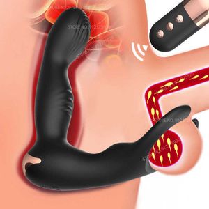 Masajeador de próstata masculino con Control remoto, vibrador de pene mecedor, tapón Anal, anillo de eyaculación retardante, estimulador Anal