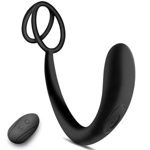 Plug Anal de Vibration de la Prostate télécommandée avec anneau de coq et stimulateur de boucle de balle jouets sexuels pour hommes femmes Couples