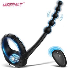 Afstandsbediening prostaat vibrator cockring seksspeeltjes voor mannen masturbator anale kralen buttplug penis ring sexy accessoires 240409