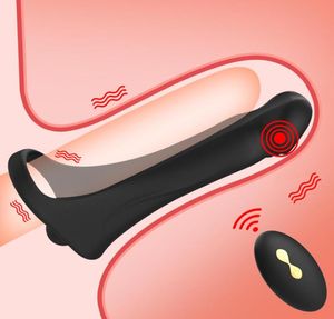 Sangle télécommandée sur le vibrateur de pénis Double pénétration sexuels pour les couples