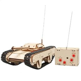 Afstandsbediening tank jongens speelgoed diy houten puzzel technologie gadget stam wetenschap natuurkunde kinderen educatieve 240124