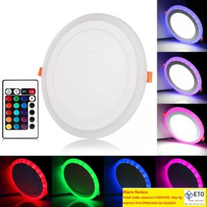 Panel de luz RGB blanco con Control remoto, 6w9w18w24W, lámpara LED empotrada de techo ultrafina, Panel acrílico