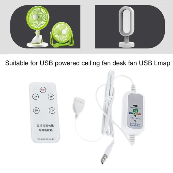 Télécommandes 1.5m 5V 2/4/8/12 heures Timing ON OFF Câble d'alimentation d'extension USB pour chargeur de lampe de ventilateur F19E