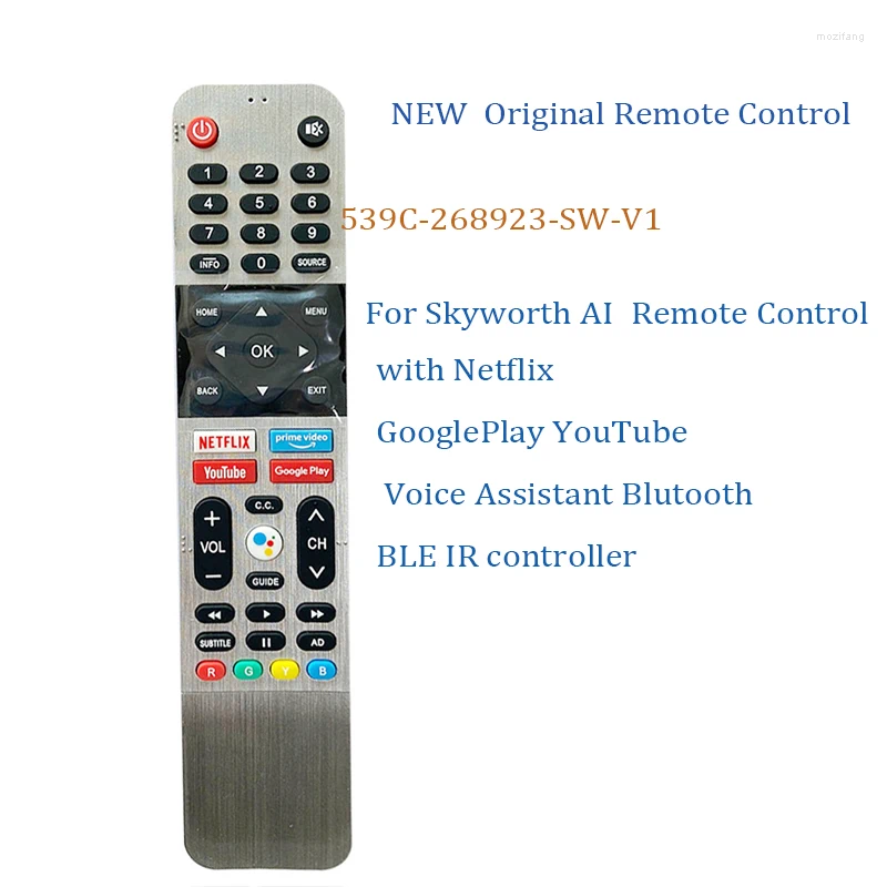Remote Crealtoners 539C-268923-SW-V1 Controllo originale per Skyworth AI Remoter con Netflix Googleplay YouTube Assistente vocale Blutooth