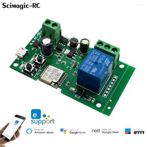 Télécommandes EWeLink Smart Relay Switch DC 5V 12V 24V 32V 1 canal Wifi Module d'automatisation pour le contrôle d'accès de porte de porte