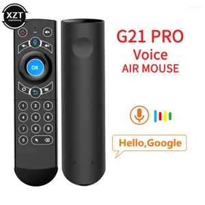 Controles remotos G21PRO Control de voz inteligente Retroiluminado 2.4G Teclado inalámbrico Air Mouse con IR Learning Gyro para Android TV Box PC