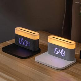 Controles remotos LED Noche Reloj de carga inalámbrico Atenuación continua Regalo de vacaciones para niños Dormir Dormitorio creativo Decoración de escritorio Lámpara Alarma