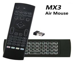 Télécommandes MX3 Rétroéclairé Air Mouse T3 Smart Voice Control MX3L 24G IR Learning Clavier sans fil pour Android TV Box14581680