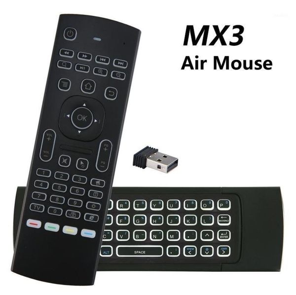 Controles remotos MX3 Retroiluminado Air Mouse T3 Control de voz inteligente MX3L 24G IR Aprendizaje Teclado inalámbrico para Android TV Box14810723