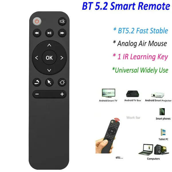 Controles remotos Niza Bluetooth 5.2 Control Air Mouse para Android Smart TV Box Teléfono Tablet PC Proyector, etc. Controlador BT5.2