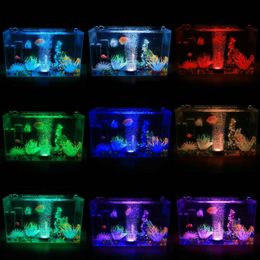 Aquarium imperméable à télécommande Aquarium Submersible Piscush Tazer Tertle Air Stone Bubble LED Light Light RGB 16Colors Pump Decor