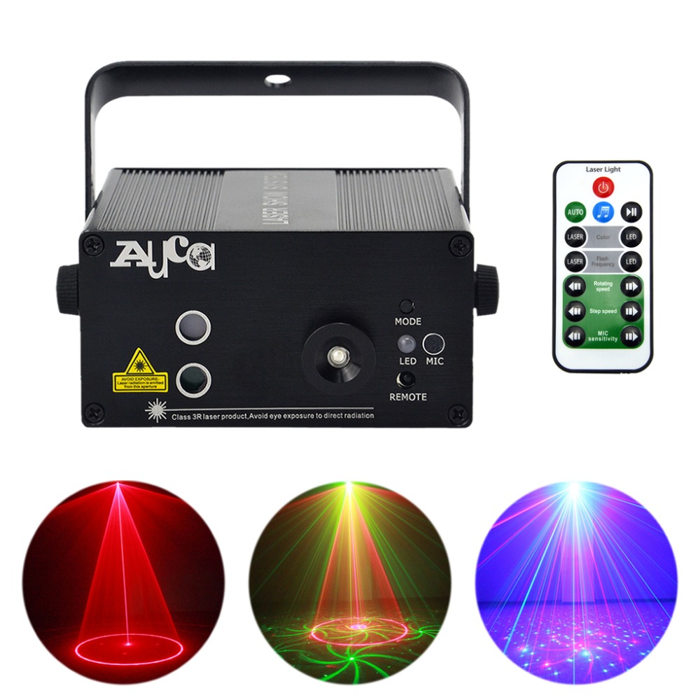 Remote Mini 24 Red Green Gobos Laser Effect Projektor 3W Blue LED Light Wedding DJ Party Show Club Stage Lighting