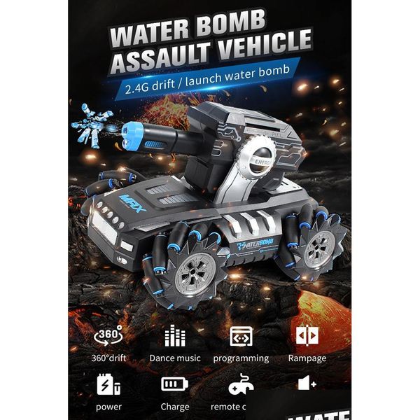 Le réservoir de contrôle de voiture de télédétection peut lancer une bombe à eau blindée Childrens Day Gift Toy Watch Sensor Distant Controls Vehicles Drop Del Dhdzv