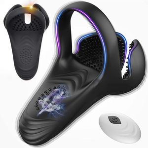 Remote vibrant coq pénis anneau sexe toys for hommes couple retard ejaculation chastity scrotum testicles mass massager vibrator gay 240401