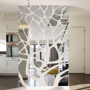 Extraíble 3d diy espejo pegatinas de pared árbol dormitorio sala de estar decoración TV fondo decoración de la pared pegatinas acrílicas espejo pasta T219Q