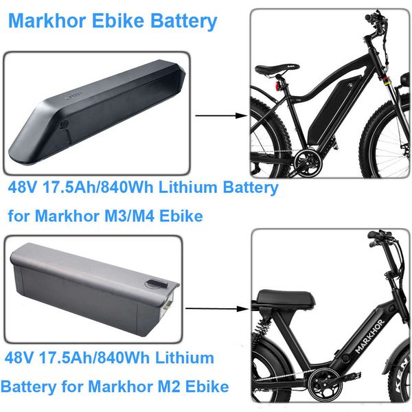 Batería de litio extraíble 48V 17,5Ah 840Wh Ebike Markhor M2 M3 M4 bicicleta eléctrica todo terreno estilo ciclomotor batería incorporada