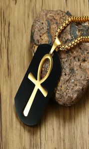 Afneembare Ankh-ketting voor mannen Goudkleurig roestvrij staal Uitgesneden Crux Ansata Key To Life Egypte Hanger Box Chain 24 