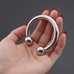 Cuentas extraíbles Anillo de pene Retraso de eyaculación Bola Camilla anillos para hombre Metal Cockring Juguete sexual para hombres 18 240102