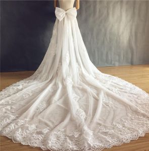 Train cathédrale amovible pour robes de mariée avec appliques nœud papillon simple magnifique jupe détachable en tulle multicouche 2019 nouveau A2829089