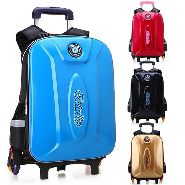 Sacs d'école amovibles pour enfants 6 roues escaliers enfants garçons filles sacs à dos chariot cartable bagages livre sac à dos Mochila300S