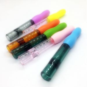 Amovible Coloré Silicone Fumer Verre Filtre Embouchure Embouts Herbe Tabac Digger Catcher Taster Bat One Hitter Pirogue Pipes À Main Porte-Cigarette