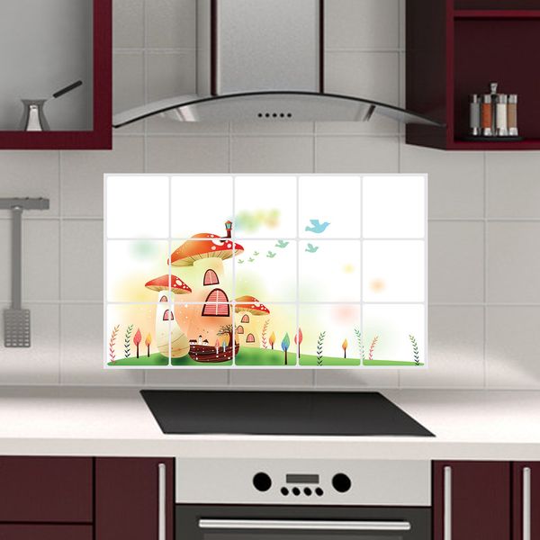 Autocollant d'huile de défense amovible, autocollants de carrelage mural de cuisine, autocollants muraux imperméables, papier peint auto-adhésif, accessoires de décoration d'intérieur, sparadrap muraux