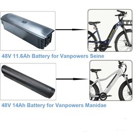 Verwijderbare elektrische fietsaccu 48V 11,6 Ah 14 Ah lithium-ion reis-ebike-accu Vanpowers Seine Manidae