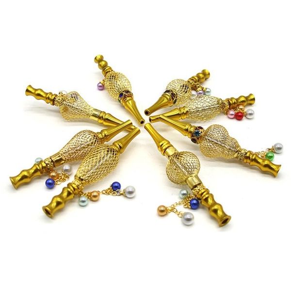 Perles Pendentif Porte-Cigarette Tuyau Outils Amovibles Narguilés Conseils Incrustation Narguilé Shisha Plaqué Or Lanterne En Métal Nouveaux Produits 12jk F2