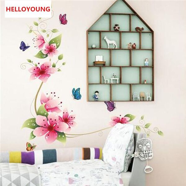 Amovible Mural Fleurs Et Papillons Fenêtre Autocollant Chambre Stickers Muraux Décor À La Maison Stickers Muraux Enfants