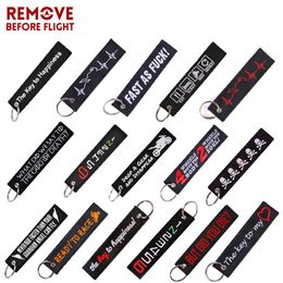 AVANT LE VOL Keychain Launch Porte-clés pour motos et voitures Black Tag Broderie Fobs