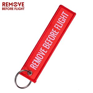 Verwijderen vóór vlucht geweven sleutelhanger Speciale bagagelabel Label rode ketting sleutelhanger voor luchtvaart geschenken OEM Keyfob mode-sieraden