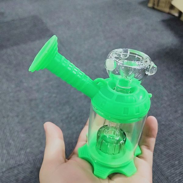 Mini Dab Rig Verre Eau Bongs 50mm Avec Bol Clair Silicone Dab Rig Plates-formes Pétrolières Fumer Narguilé Tuyaux D'eau Silicone Bong Tuyau De Fumée