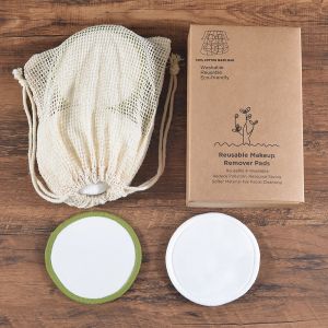 RELAVER 20 pièces Femmes Tampons de dissolvant Femmes Rounds lavables Clean Fasial 3 couches Coton réutilisable Demaquillant Lavable avec sac à purée 100%