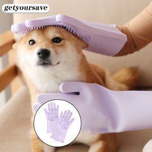 Dissolvant anti-rayures chats toilettage gant pour chien Silicone cheveux courts chat mitaine brosse bain nettoyage Massage peigne