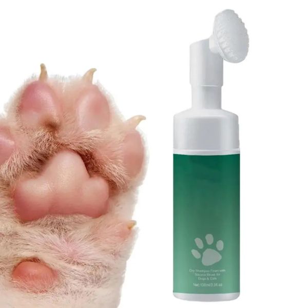 Remover Cleaner de patte de chien 100 ml Nettoyer de patte de shampooing sans eau avec pinceau pour chiens sans rinçage shampooing accessoires de nettoyage de pied pour animaux de compagnie