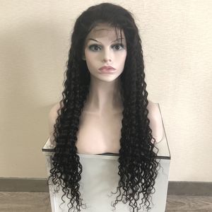 Perruques de dentelle pleine perruques de vague profonde brésilienne cheveux 130% # 1B perruque de dentelle avant de cheveux humains vierges noirs pour les femmes noires 10 