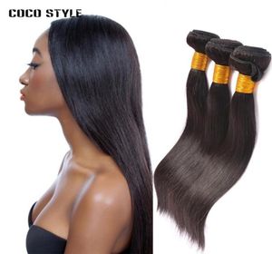 Cheveux Remy lisses 1B, tissage de cheveux noirs naturels, 3 lots peuvent être bouclés, sans perte, 1374843