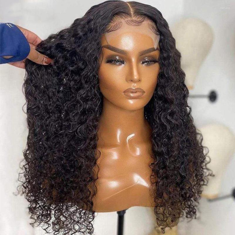 Remy Peruvian Water Wave 4x4 Lace Closure Wig Pre Depened Hairline 180% Density Cranberry Hair Human Wigs For Women