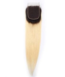Remy fermeture supérieure droite fermetures de cheveux humains droites partie 4x4 cheveux vierges brésiliens pièce de fermeture en dentelle suisse T1b613 Bleach6072295