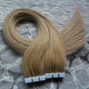 Cinta Remy en adhesivos para el cabello Extensiones de cabello de trama de piel de PU 100g Cinta recta virgen brasileña en extensiones de cabello humano