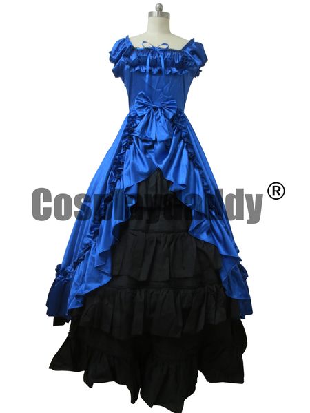 Robe de reconstitution gothique Renaissance, robe de bal bleue, Costume de Cosplay