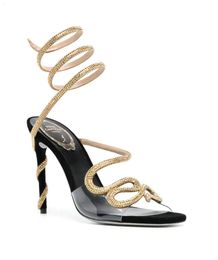 Rene Caovilla Cleo 95 mmcrystals verfraaid Rhinestone Heels Sandalen Designers Enkle Wraparound Women High Heeled Flower Evening Shoes 88