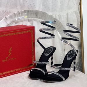 Rene Caovilla Cleo Strass Sandales Perles Cristaux Talons Aiguilles Agrémentés Escarpins Plate-Forme De Designers De Luxe Pour Femmes Robe Chaussures De Soirée Chaussures D'usine