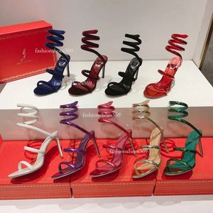 Rene Caovilla Cleo Veet Sandales à finition métallisée 95 Talons aiguilles Chaussures de soirée Femmes Designers à talons hauts Chaussures enveloppantes à la cheville Chaussures d'usine