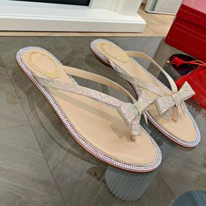 Rene Caovilla flip slippers strass strik decoratie luxe designer schoenen jurk parel mode fabriek kwaliteit vrouwen casual strand sandalen