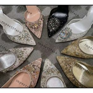 Rene Caovilla Margot Jewel Sandals Elegant Sandal Stiletto Hoge Heel Crystal Gold Gold Rhinestone Dress Shoes Silver Soles Women Summer Pumps