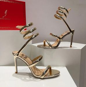 René Caovilla Sandales Crystal embelli de ramification des talons hauts de créateurs de femmes hautes femmes de luxe de luxe Coupure autour de chaussures de robe de soirée talons aiguilles.