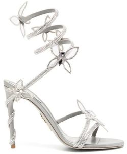 Rene Caovilla Stiletto Heels Sandalen Cleo Margot Butterfly-detailing Sandalen Luxurys Designers Dekschoenen Dames Dames Slinestone Rijnbroek Sandaal 35 --- 42 XXOOXO