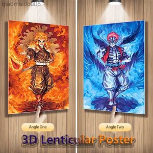 Rengoku Kyoujurou Demon Slayer Anime 3D Motion Lenticulaire Poster Voor Kamer Decor Behang Flip Foto (Zonder Frame) L230704